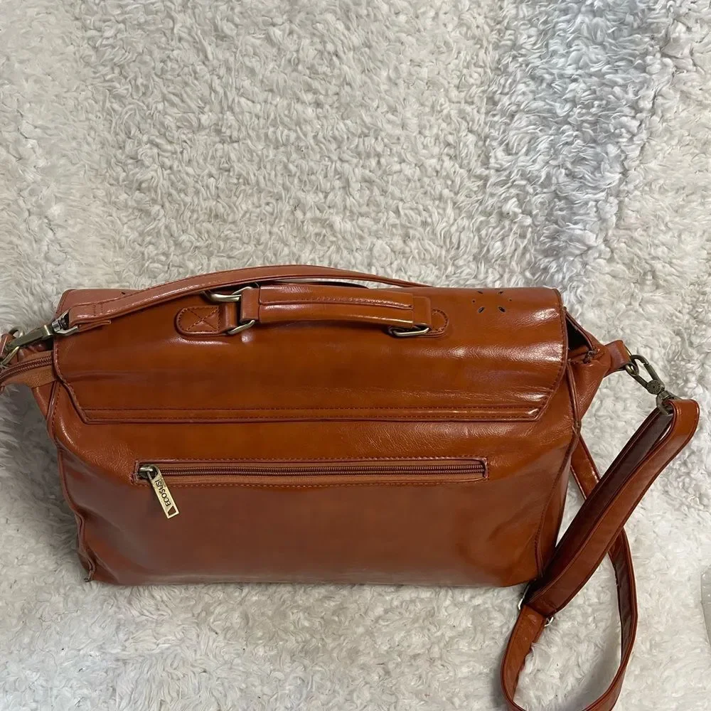 Ecosusi Synthetic leather tan Laptop  Large Briefcase Bow & Eyelet accents